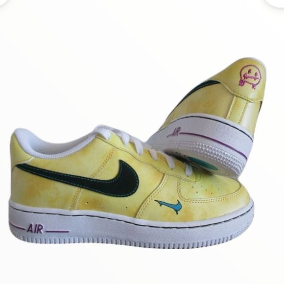 Nike Air force 1 RARE Low Yellow Graphic  Sneakers - Picture 2 of 9